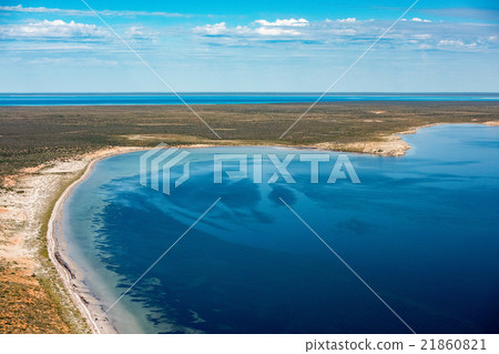 blue ocean aerial view in shark bay Australia blue ocean aerial view in shark bay Australia 21860821