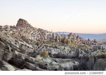 Morning glow of Uchisar in Turkey · Cappadocia 21860997