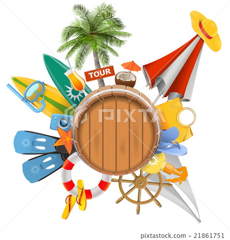 Vector Beach Concept with Barrel 21861751