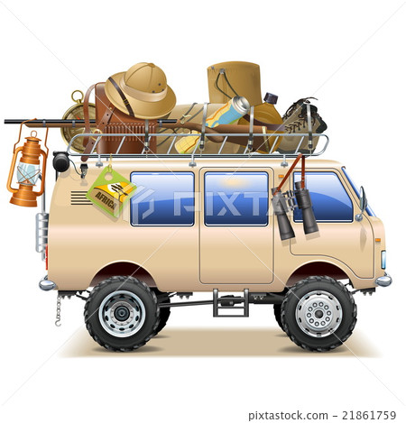 Vector Travel Car with Safari Accessories 21861759