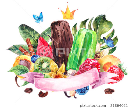 Set of watercolor fruit on a white background Set of watercolor fruit on a white background 21864021