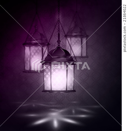 Intricate Arabic lamps with lights  21864022