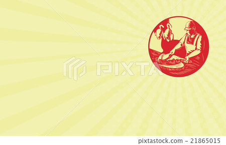 Business card Chinese Cook Chop Meat Oval Circle  21865015