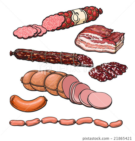 Meat products on a white background Meat products on a white background 21865421