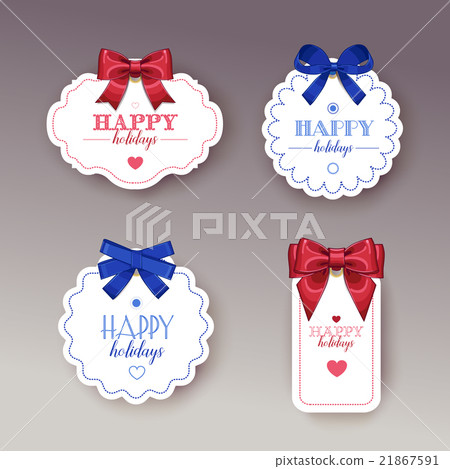 Beautiful cards with gift bows with ribbon Beautiful cards with gift bows with ribbon 21867591