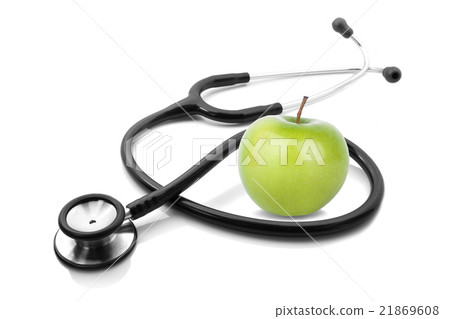 stethescope and apple on white background stethescope and apple on white background 21869608