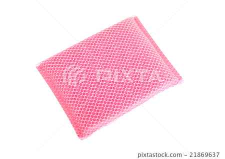 pink dishwashing sponge on white background pink dishwashing sponge on white background 21869637
