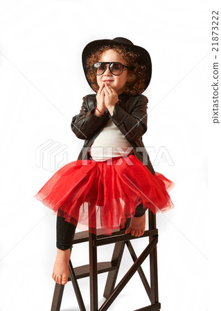 Little Girl Fashion Model With Black Hat Little Girl Fashion Model With Black Hat 21873222