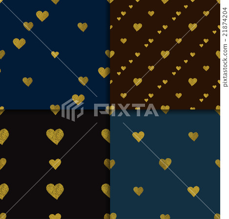Golden hearts seamless pattern set - Stock Illustration [21874204] - PIXTA