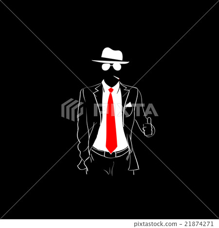 Man Silhouette Suit Red Tie Wear Glasses White Man Silhouette Suit Red Tie Wear Glasses White 21874271