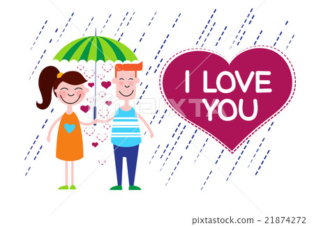 Couple Love Under Umbrella Heart Shape Couple Love Under Umbrella Heart Shape 21874272