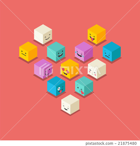 Isometric love, heart symbol emoticons icons 21875480