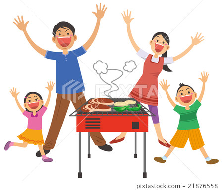燒烤一家人的形象的插圖 21876558
