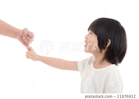 Mother and son making a pinkie promise  21876912