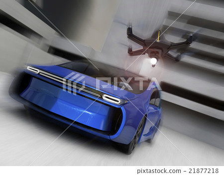 Blue car tracked by stealth drone 21877218