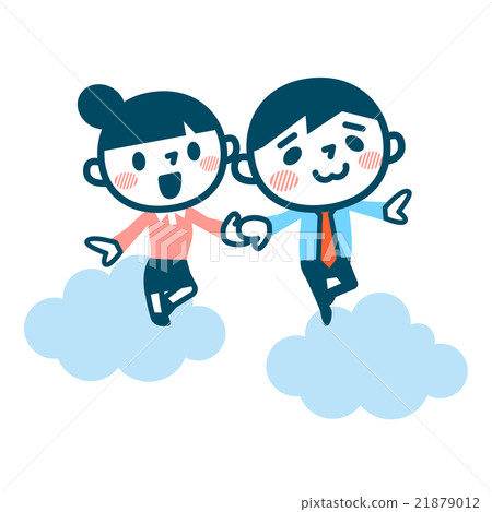 A couple who is on a date walking on a cloud 21879012