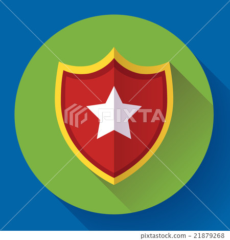 shield icon with star - protection symbol. Flat - Stock Illustration ...