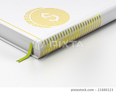 Money concept: closed book, Dollar Coin on white Money concept: closed book, Dollar Coin on white 21880123