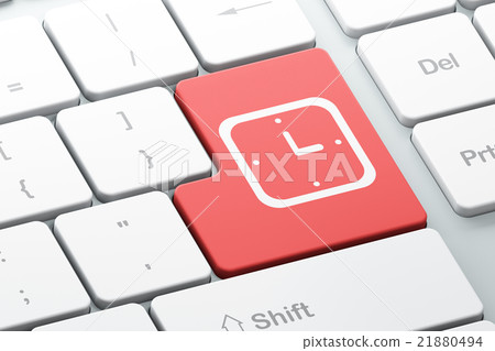 Time concept: Watch on computer keyboard Time concept: Watch on computer keyboard 21880494