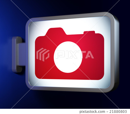 Travel concept: Photo Camera on billboard 21880803