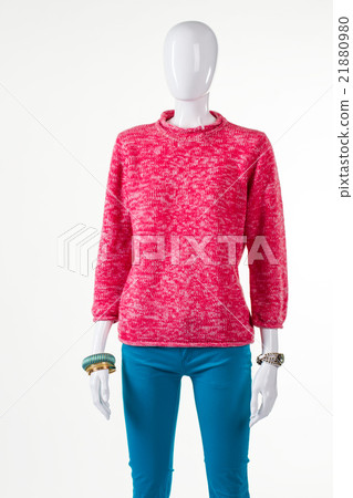 Turquoise pants and pink sweatshirt. Turquoise pants and pink sweatshirt. 21880980