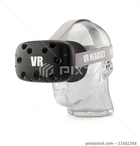 VR virtual reality headset on glass head isolated 21882268