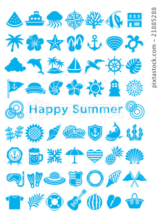 夏天夏天圖標明信片大小 21885288