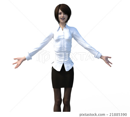 Business woman welcome pose perming3DCG illustration material 21885390