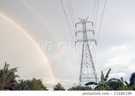 hight voltage post with rainbow 21886196