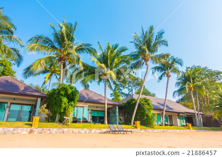 Beautiful beach and sea with palm tree Beautiful beach and sea with palm tree 21886457