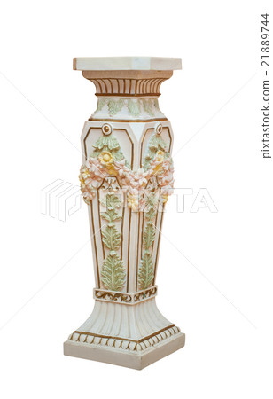 Large Antique ceramic Floor Vase Isolated on White 21889744