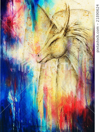 pencil drawing dragon and Color Abstract 21890624