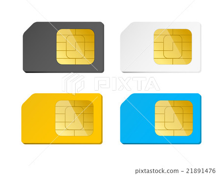 four sim cards black, white, blue, yellow four sim cards black, white, blue, yellow 21891476