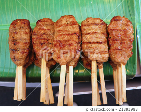 closed up the stick of thai roasted pork 21893988