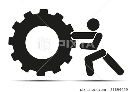 Man pushes a wheel 21894469