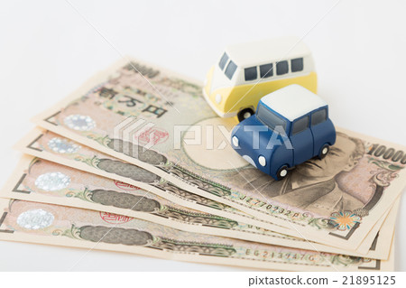 Car and money white back Car and money white back 21895125