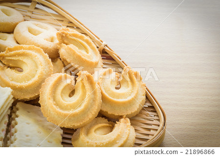 Cookies in bamboo bowl Cookies in bamboo bowl 21896866