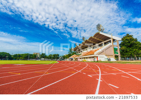 Athletics stadium with the numbering. Athletics stadium with the numbering. 21897533