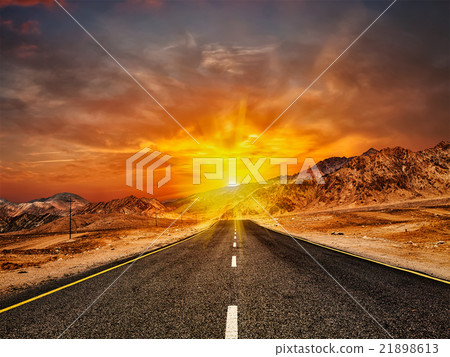 Road  in Himalayas with mountains 21898613