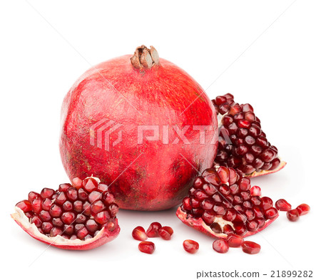 pomegranate with pieces and grains isolated 21899282