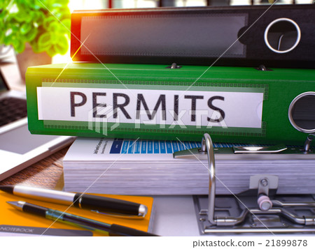 Permits on Green Office Folder. Toned Image. Permits on Green Office Folder. Toned Image. 21899878