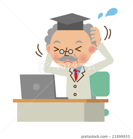 醫生/學者在個人電腦前抱頭 醫生/學者在個人電腦前抱頭 21899933