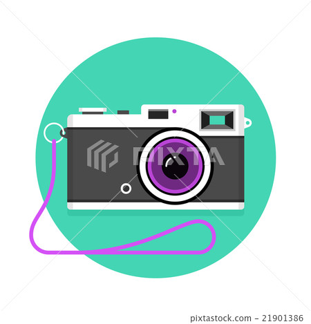 Icon of vintage photo camera. Black and white Icon of vintage photo camera. Black and white 21901386