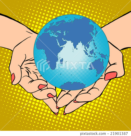 Planet Earth in hands, Eurasia, Africa, Australia 21901387