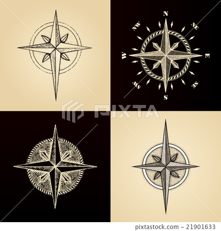 Hand drawn compass wind rose symbol 21901633