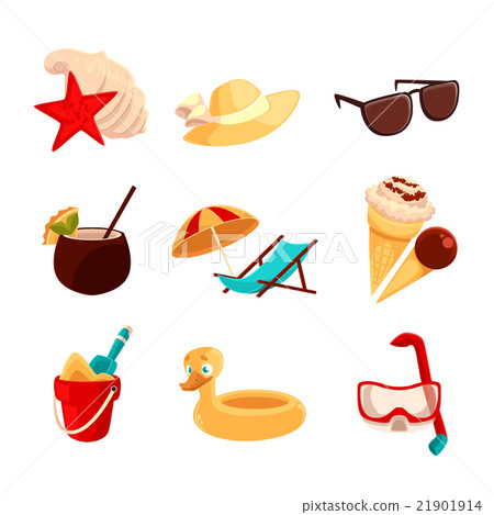 Set beach vacation objects 21901914