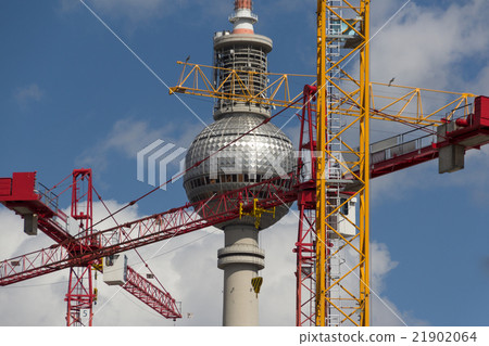 berlin landmarks tv tower and construction cranes berlin landmarks tv tower and construction cranes 21902064