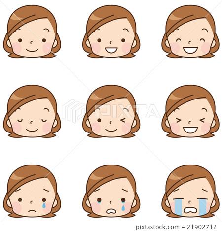 Female facial expression icon set - Stock Illustration [21902712] - PIXTA