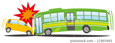 事故前碰撞乘用車和公共汽車 21903983