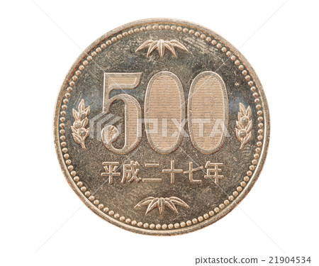 500 yen coin japanese money, isolated on white. 21904534